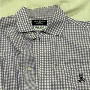 Psycho Bunny Lavender Checkered Casual Shirt